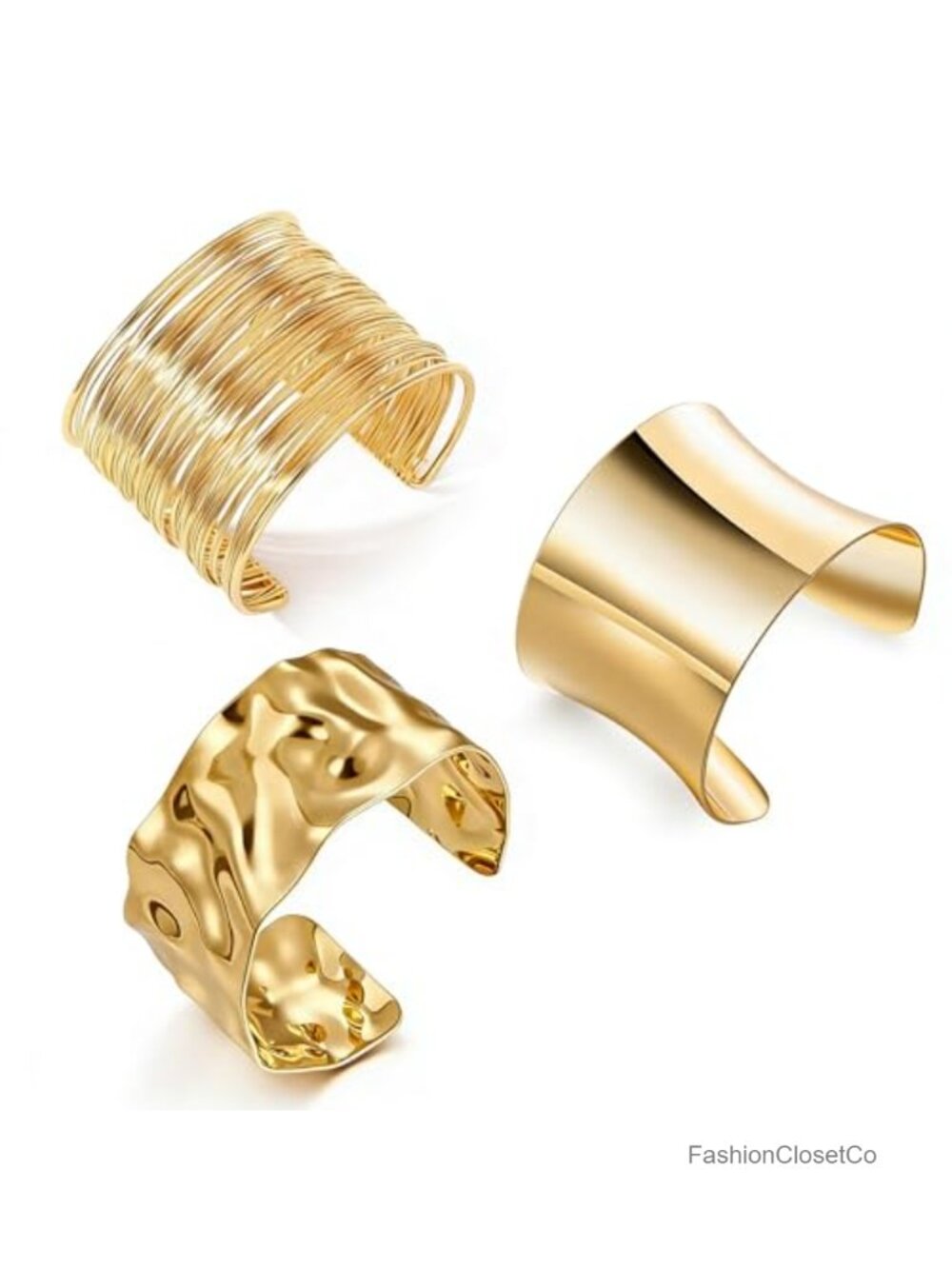 3PCS Chunky Cuff Bracelets Set Open Bangle Arm Cuff Punk Minimalist Jewelry